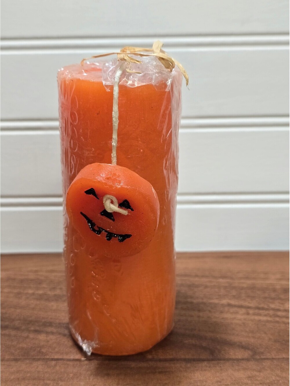 Vintage Designspirations Orange Jack O Lantern Pillar Candle Halloween Decor